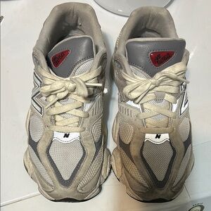 New Balance 9060 Cream and Gray Sneakers